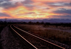 Train tracks sunset