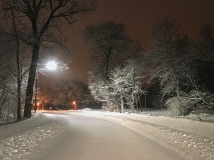 Rest Stop Snow at Night - Minnesota