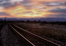 Railroad Tracks at Sunset - Texas
